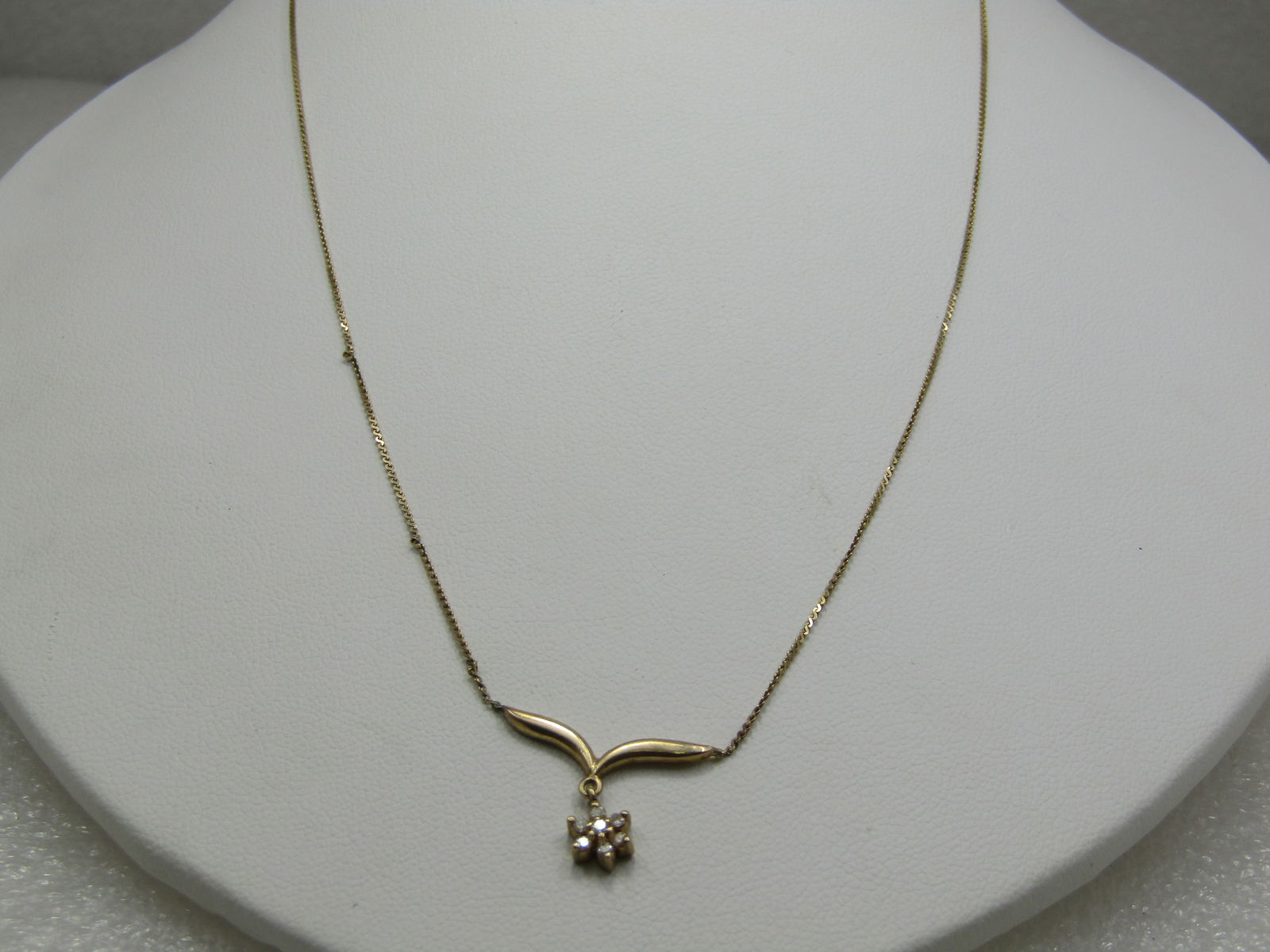 Vintage 14kt Petite Diamond Lavalier Necklace, 17.5", Signed A & Z, 1960's-1970's - 9