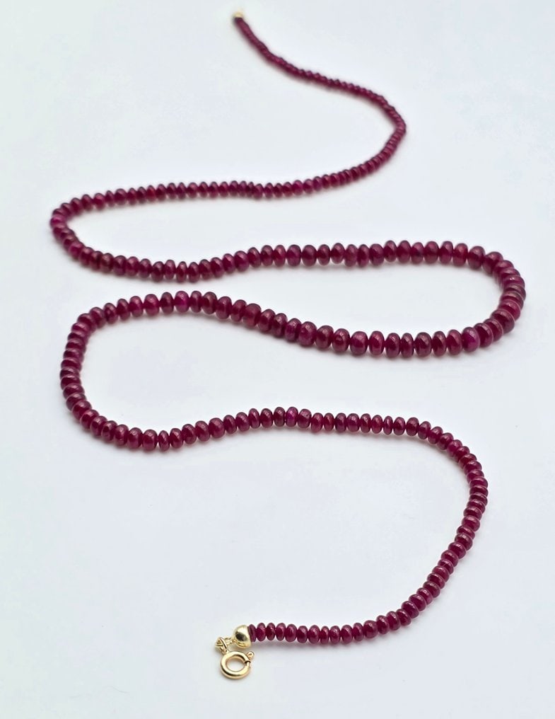 Natural ruby ??necklace with 18kt (750) yellow gold clasp - 2
