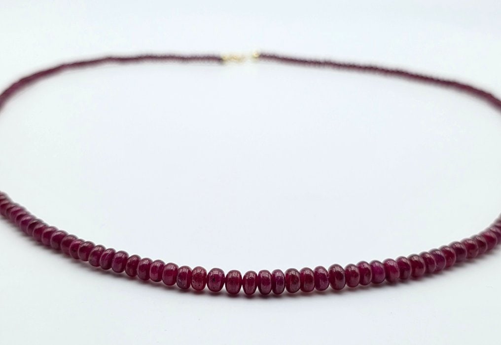 Natural ruby ??necklace with 18kt (750) yellow gold clasp - 3