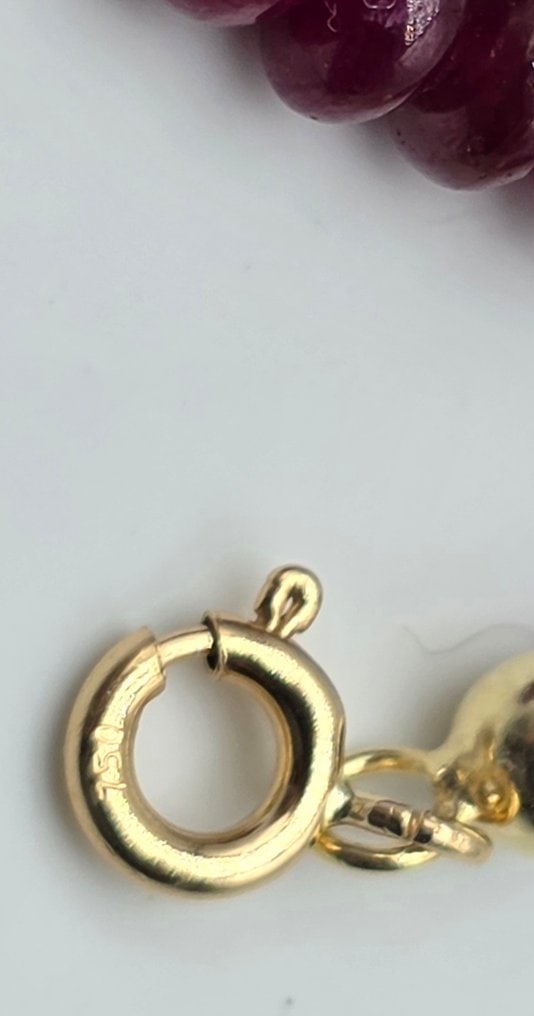 Natural ruby ??necklace with 18kt (750) yellow gold clasp - 4