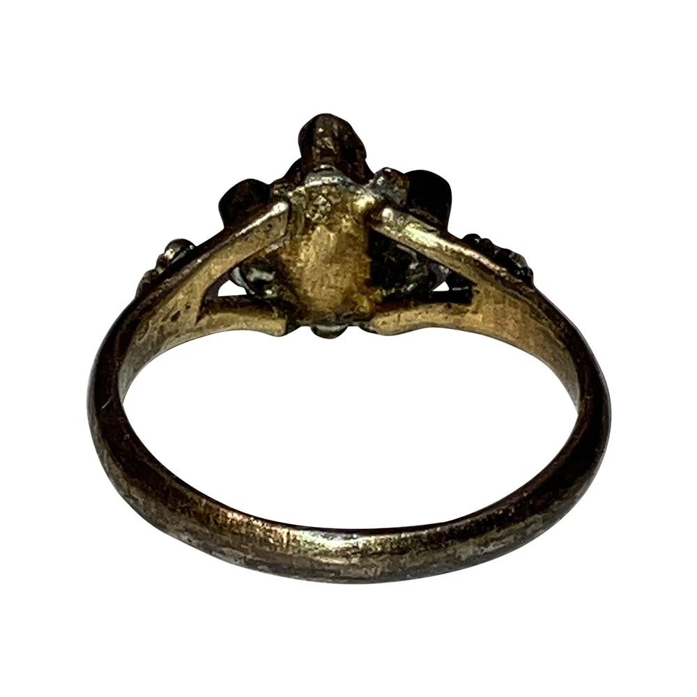 Antique Georgian Giardinetti Ring Sterling with Gold Gilt Rubies and Emerald - 7