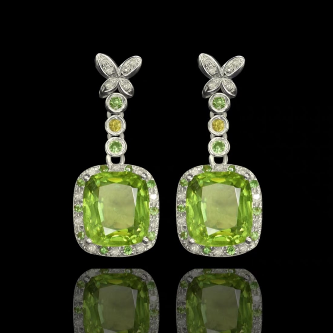 14K GOLD 6.86 CT NATURAL PERIDOT & DIAMOND EARRINGS (1 of 3)
