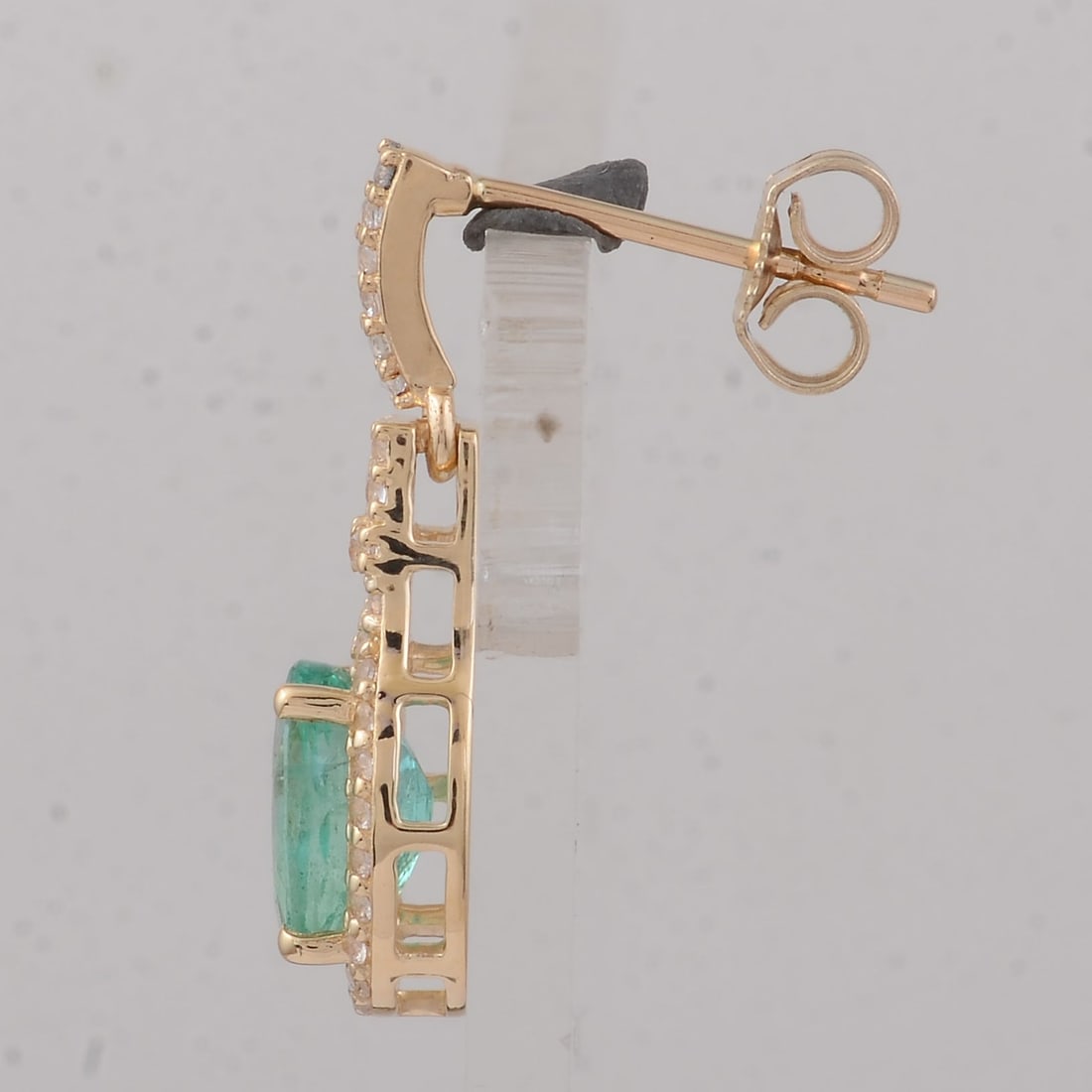 2.10 Ct Oval Emerald 9K Gold Earrings - 3