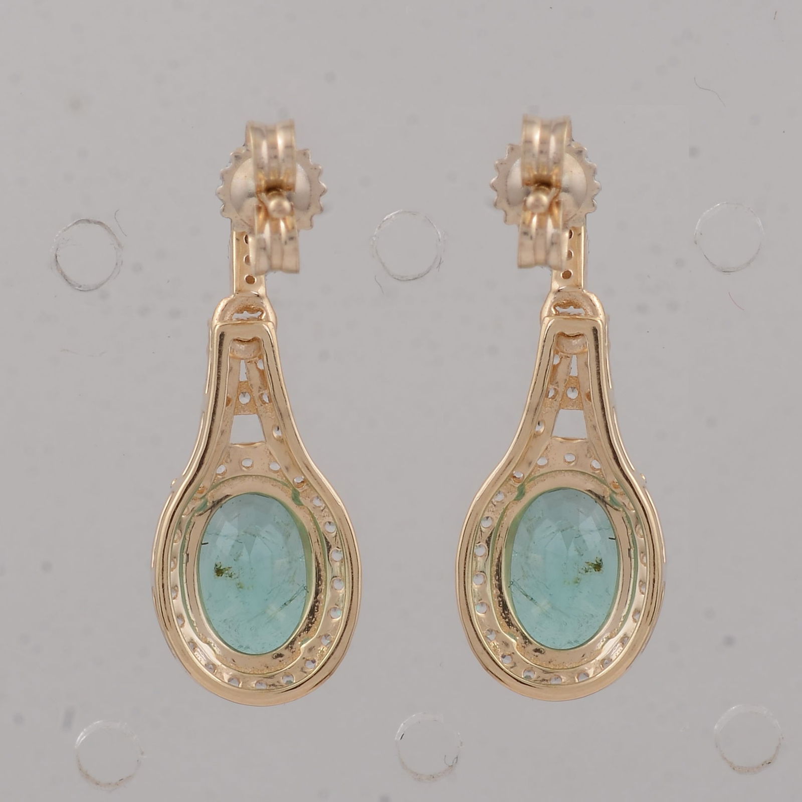 2.10 Ct Oval Emerald 9K Gold Earrings - 4