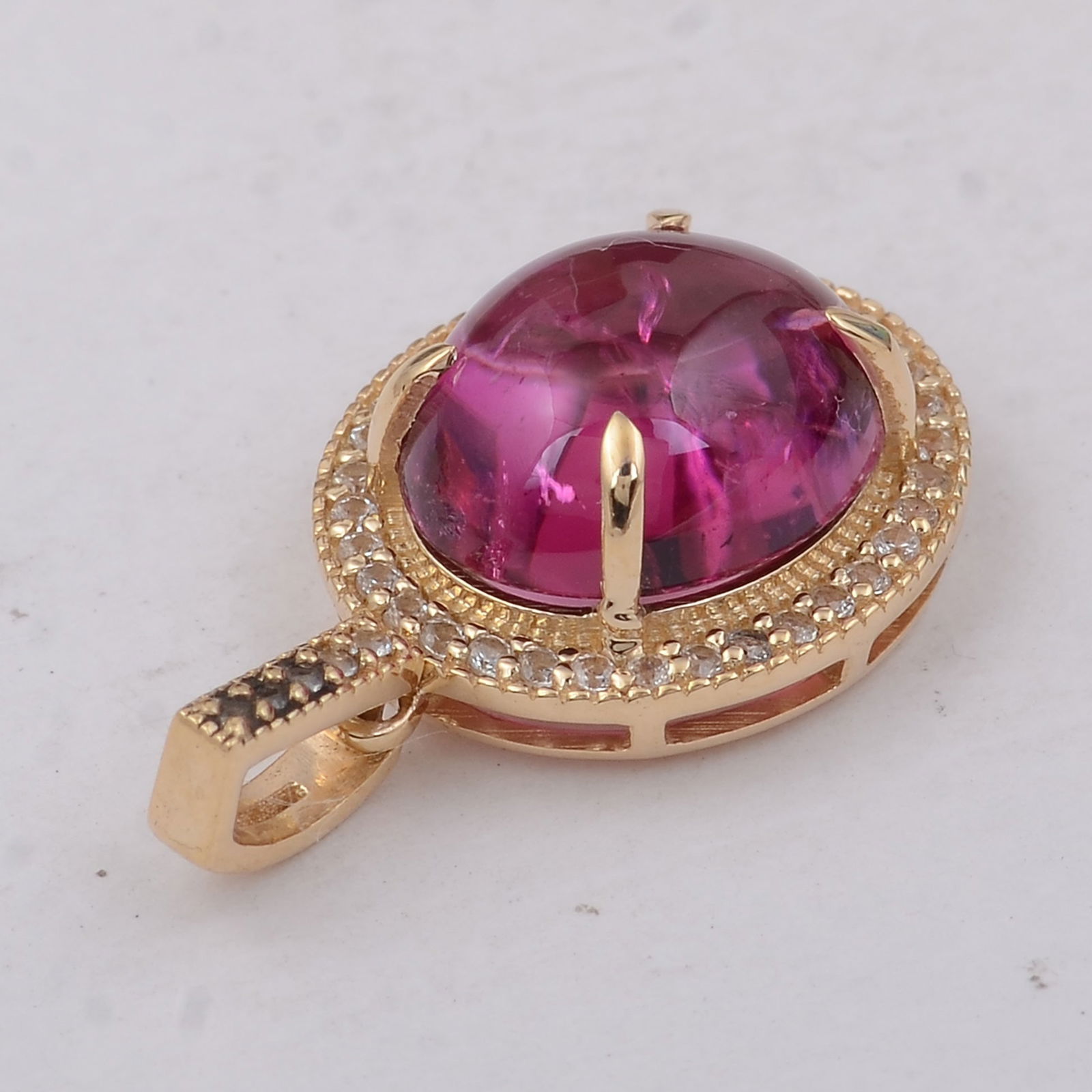3.25 Ct Oval Tourmaline 9K Gold Pendant - 4