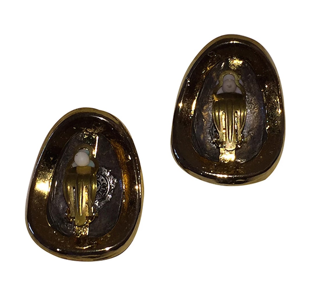 Large Edouard Rambaud Two Tone Half Hoop Statement Earrings - 5