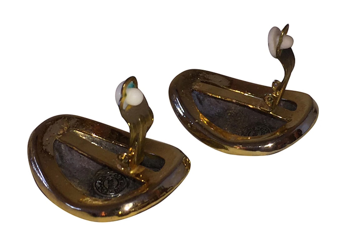 Large Edouard Rambaud Two Tone Half Hoop Statement Earrings - 6