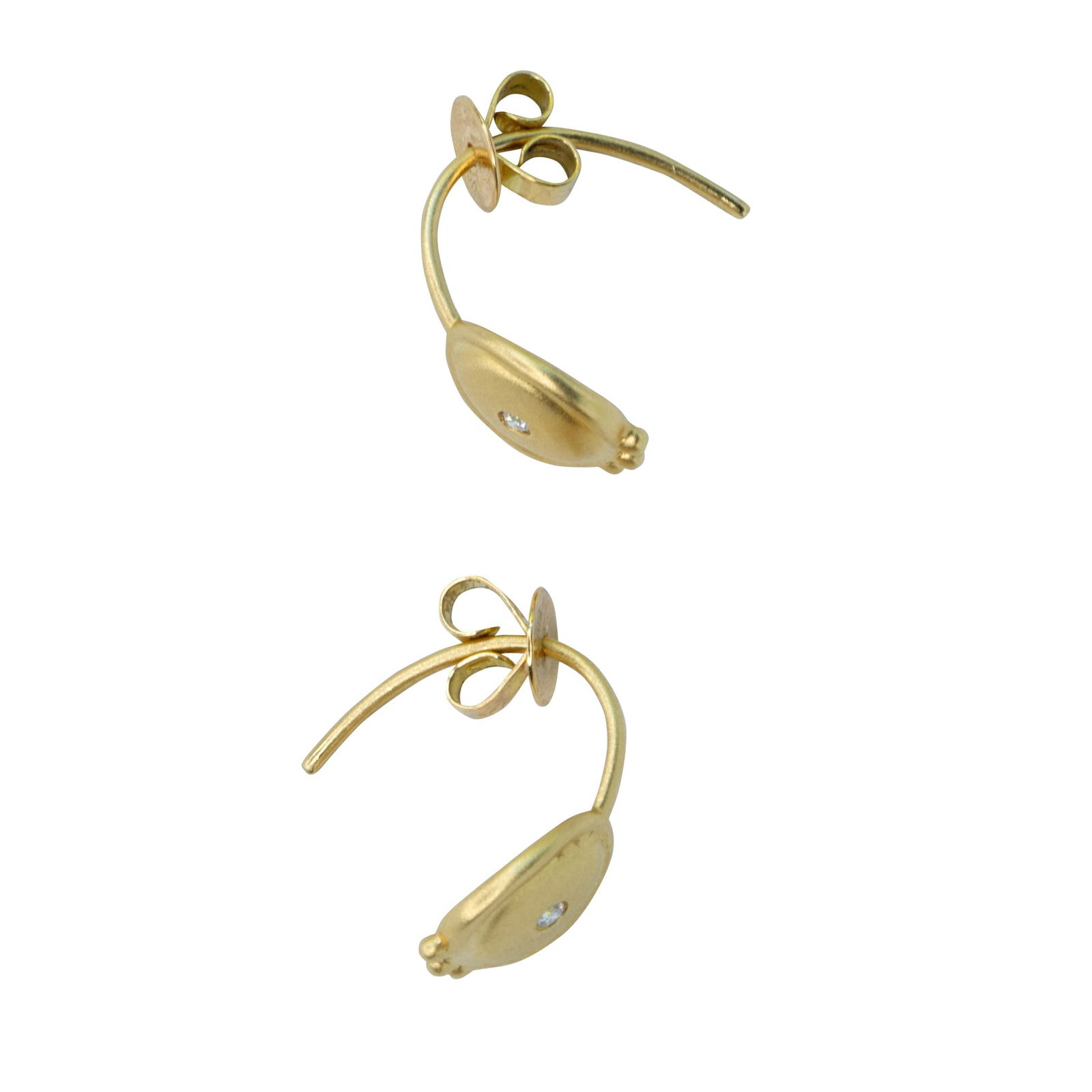 Oro 18K Gold Diamond Hook Earring - 4