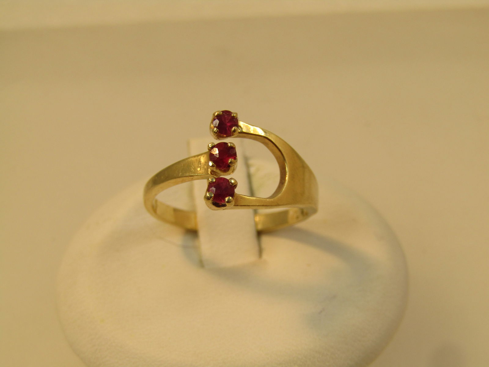 Vintage 14kt Triple Ruby/Spinel Ring, Sz. 5.5 to 9, 1940's-1960's - 3