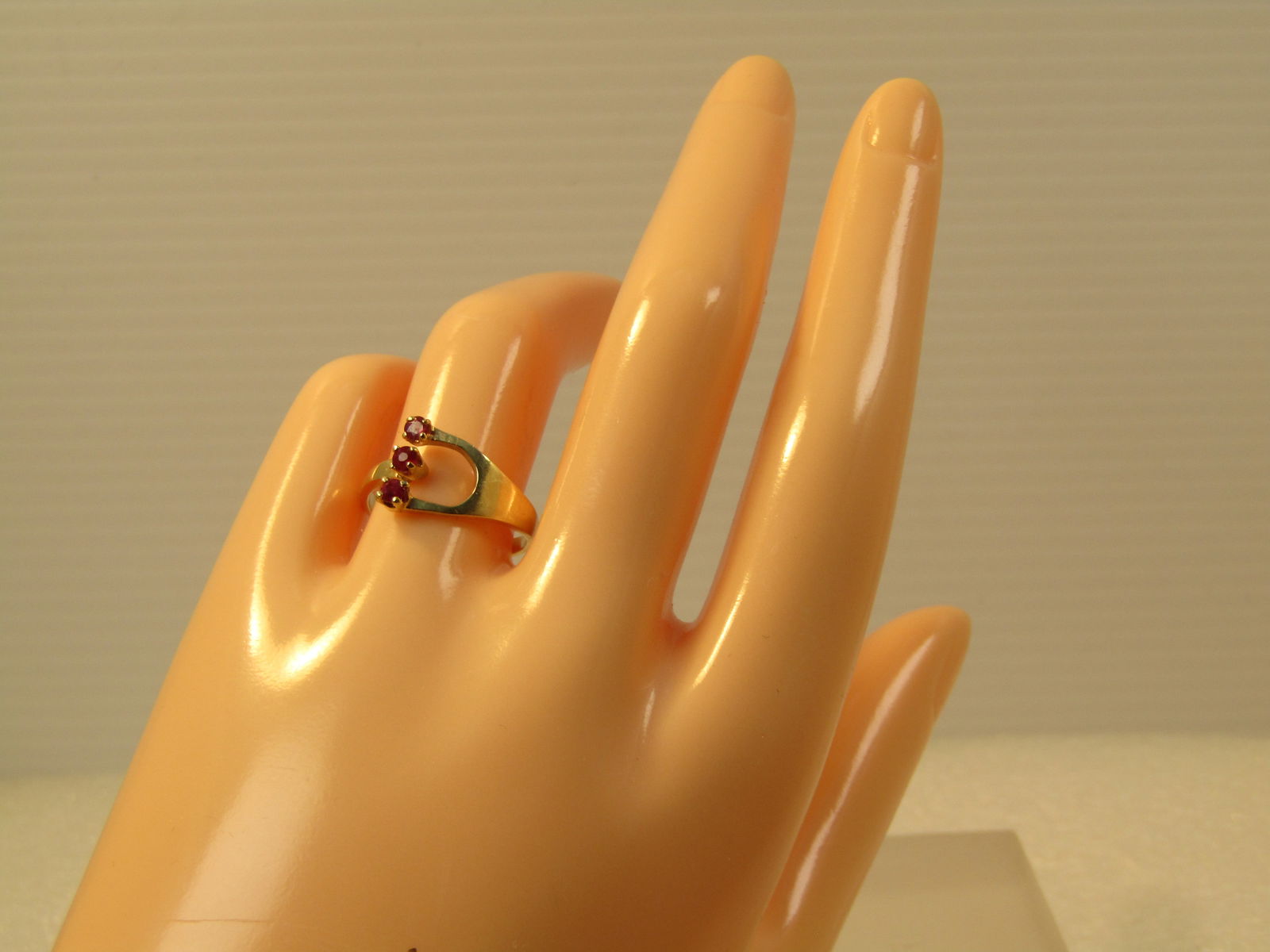 Vintage 14kt Triple Ruby/Spinel Ring, Sz. 5.5 to 9, 1940's-1960's - 7