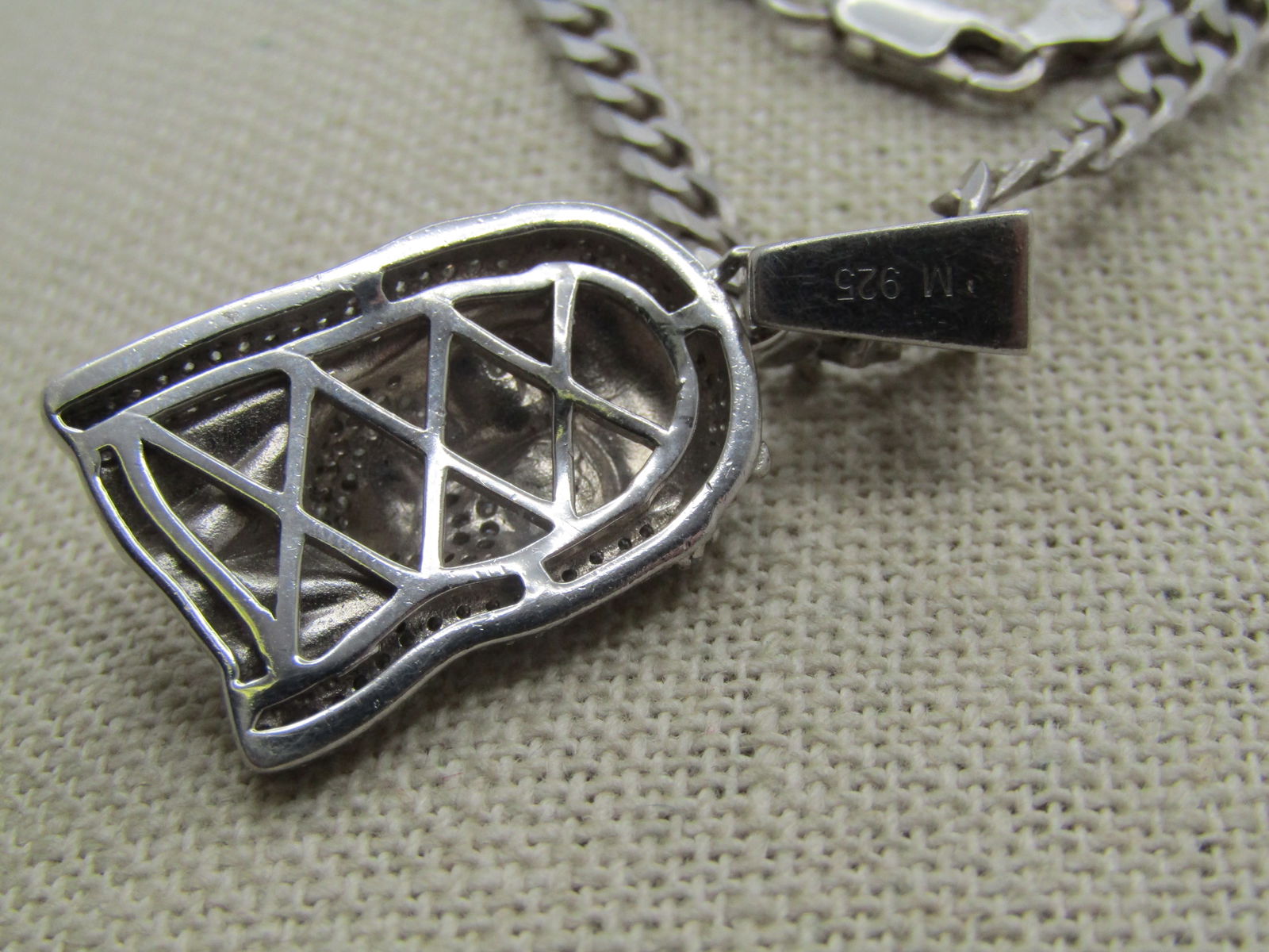 Vintage Sterling & Rhinestone Jesus Necklace, 28" - 4