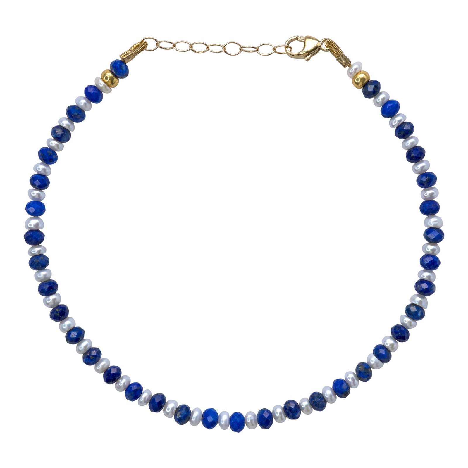 Lapis Lazuli & Pearl Bracelet 14K Gold: Title:Lapis Lazuli & Pearl Bracelet 14K Gold Description:Adorn your wrist with celestial wisdom in this lapis lazuli and pearl bracelet from Bombyx House, a harmonious blend of royal insight and timel