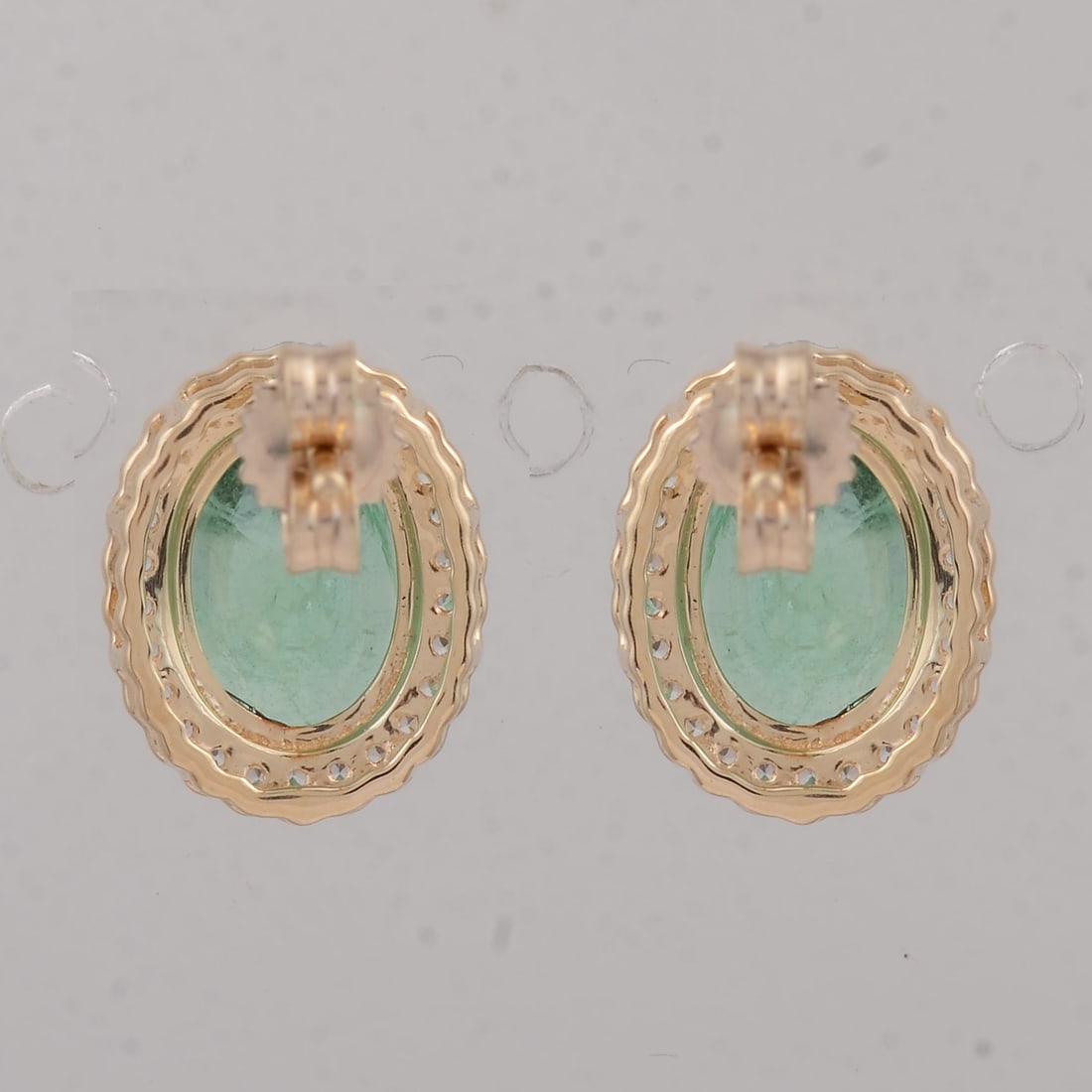 2.92 Ct Oval Emerald 9K Gold Earrings - 3