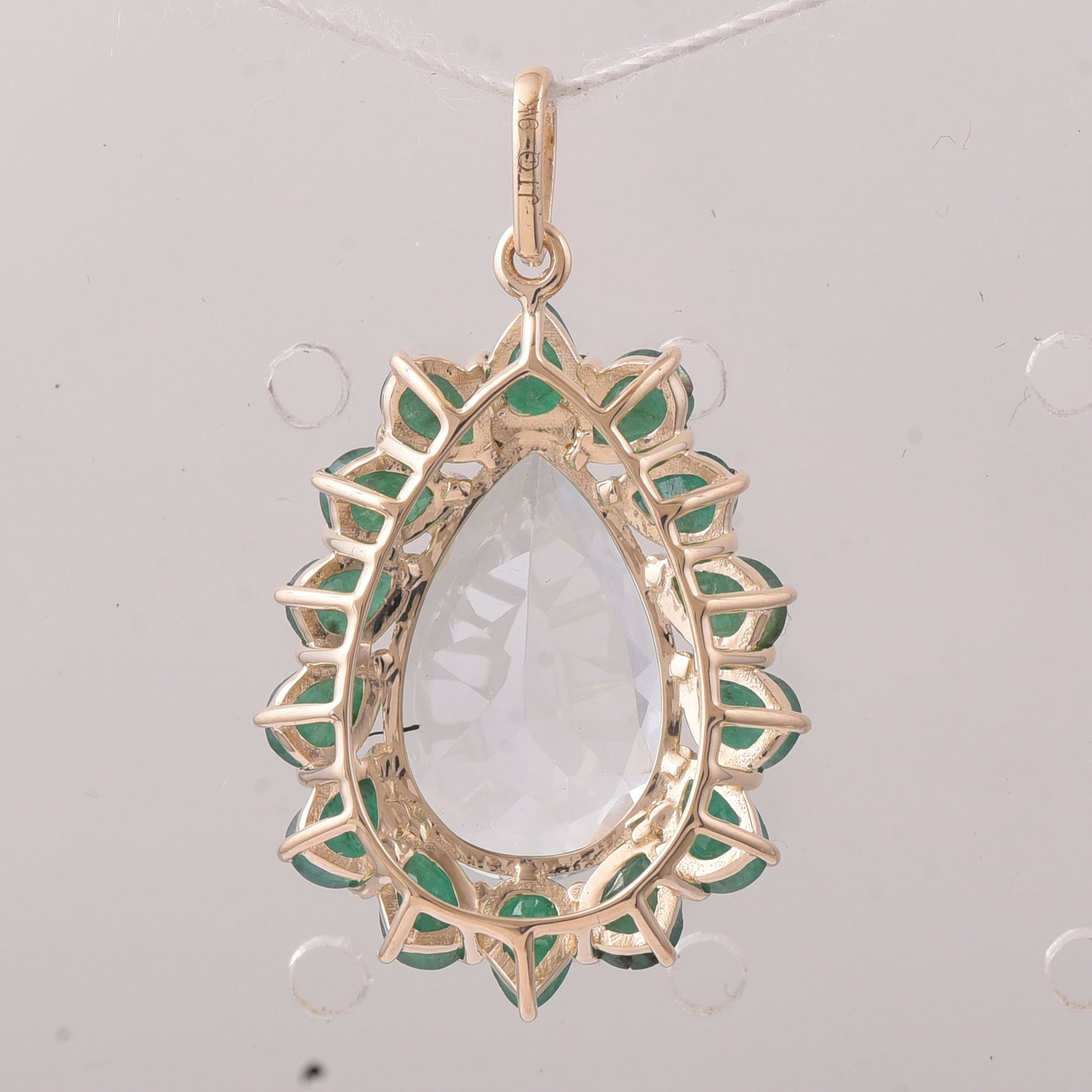 4.52 Ct Pear Aquamarine 9K Gold Pendant - 2