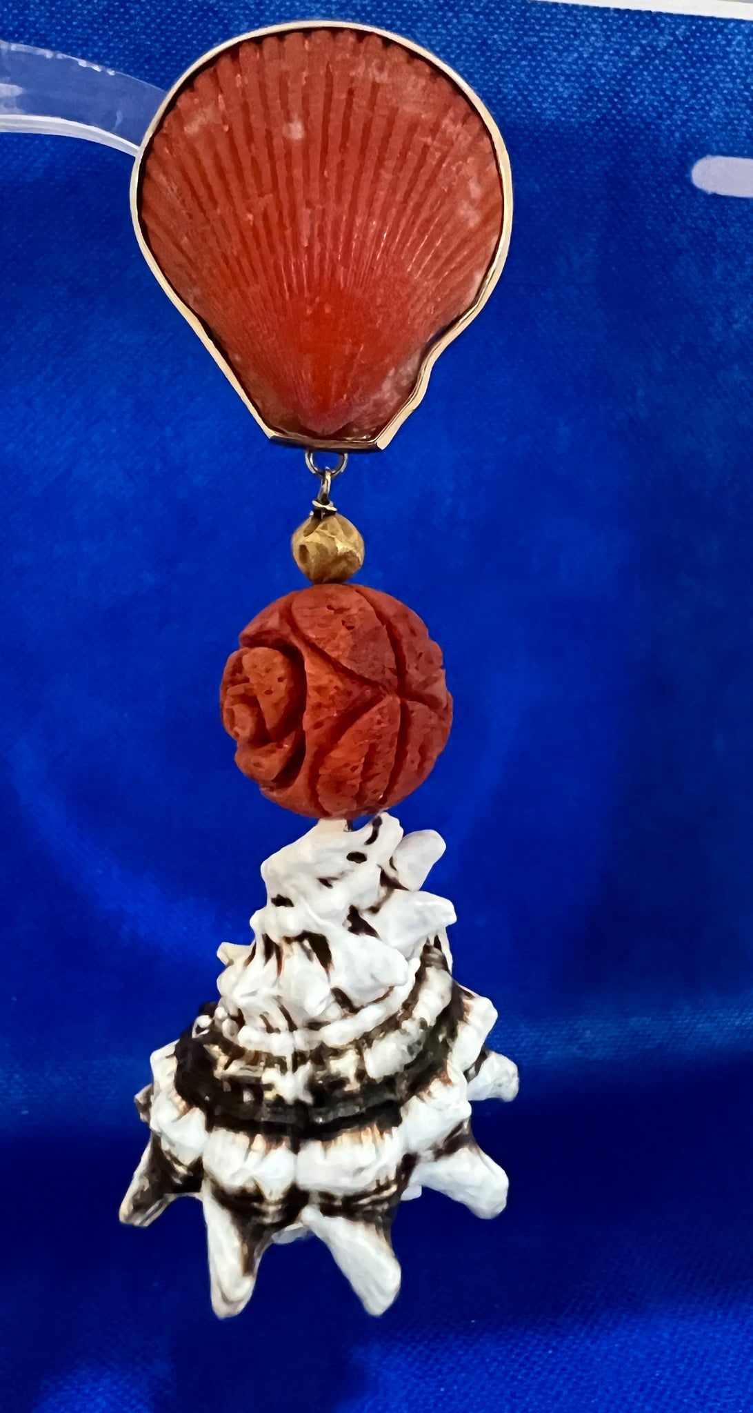 14K Scallop and Coral Murex Earrings - 4