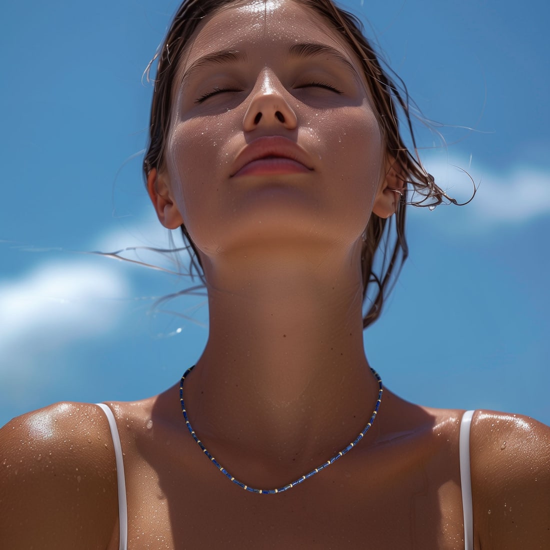 Tiny Lapis Lazuli Tube Princess Necklace - 2