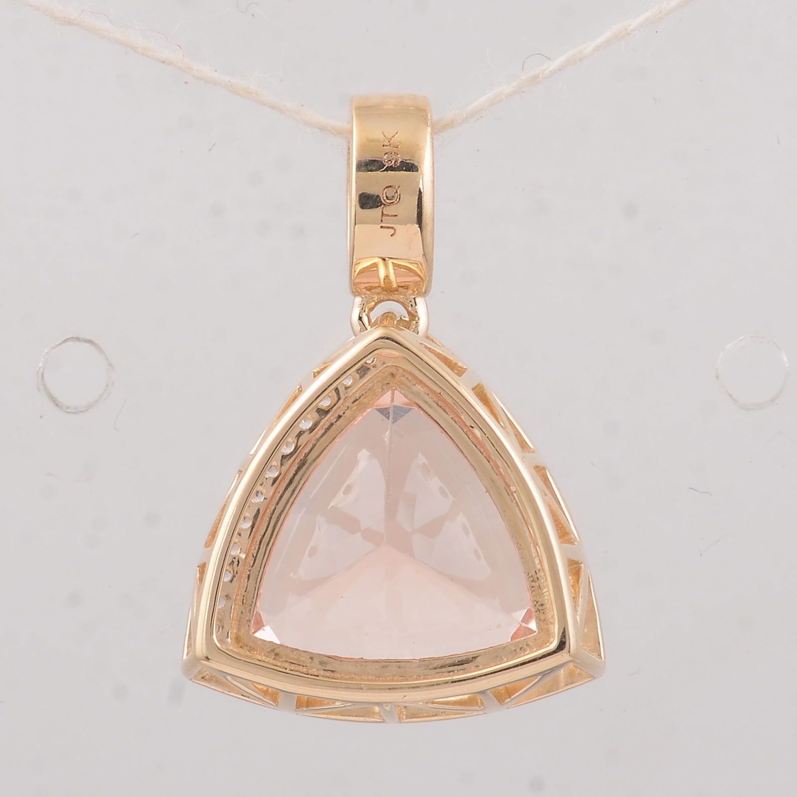 4.03 Ct Trillion Morganite 9K Gold Pendant - 2