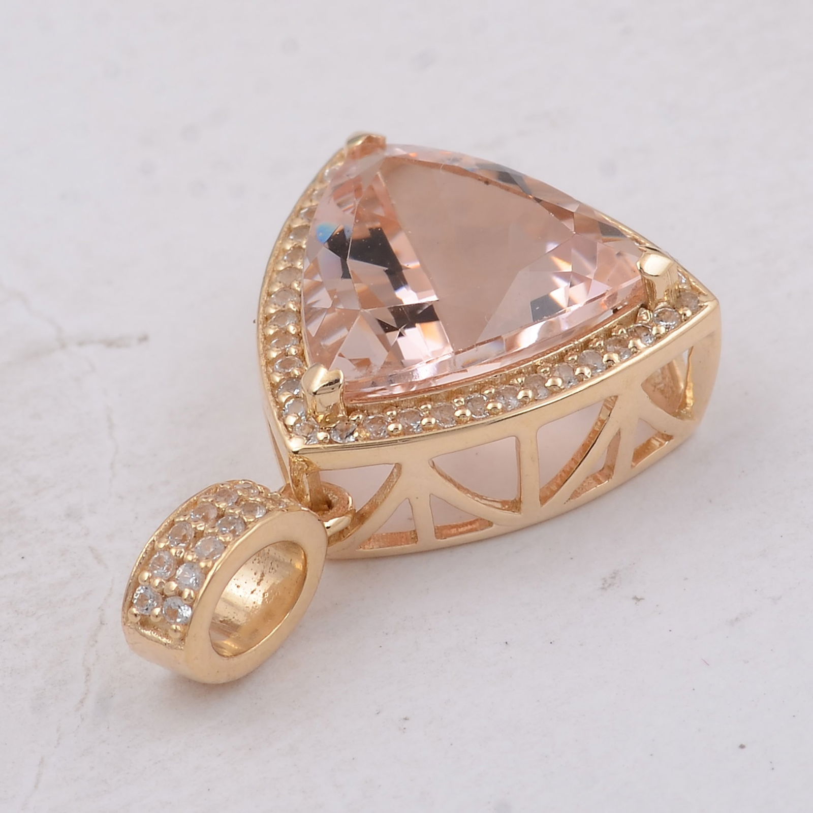 4.03 Ct Trillion Morganite 9K Gold Pendant - 3