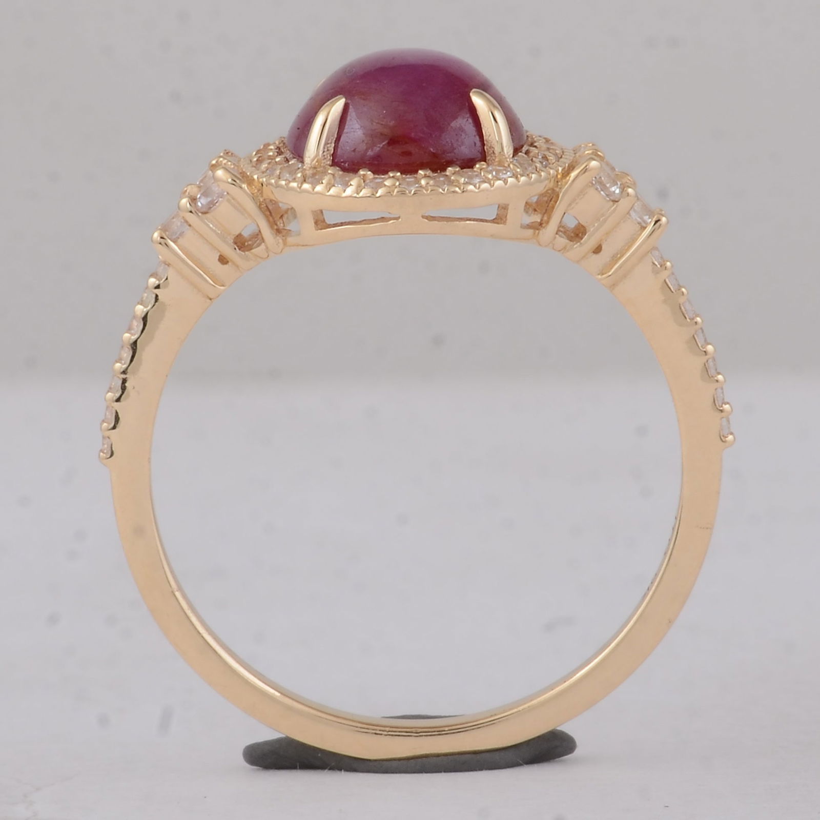 2.96 Ct Round Ruby 9K Gold Ring - 4