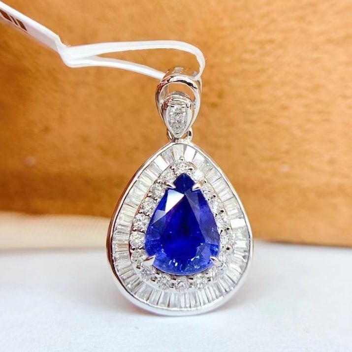 14K GOLD 1.8 CT NATURAL SAPPHIRE & DIAMOND PENDANT: Title:14K GOLD 1.8 CT NATURAL SAPPHIRE & DIAMOND PENDANTDescription:Ref:230528411Gold Content:14K GoldMain Gemstone:SapphireNumber of stones:1Shape:PearCarat Weight:1.8ct