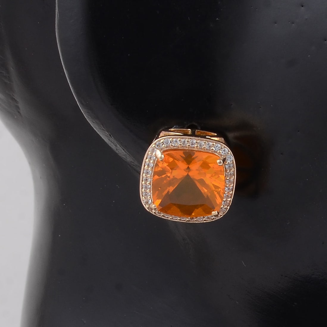 4.21 Ct Cushion B.R Fire Opal 9K Gold Earrings - 2