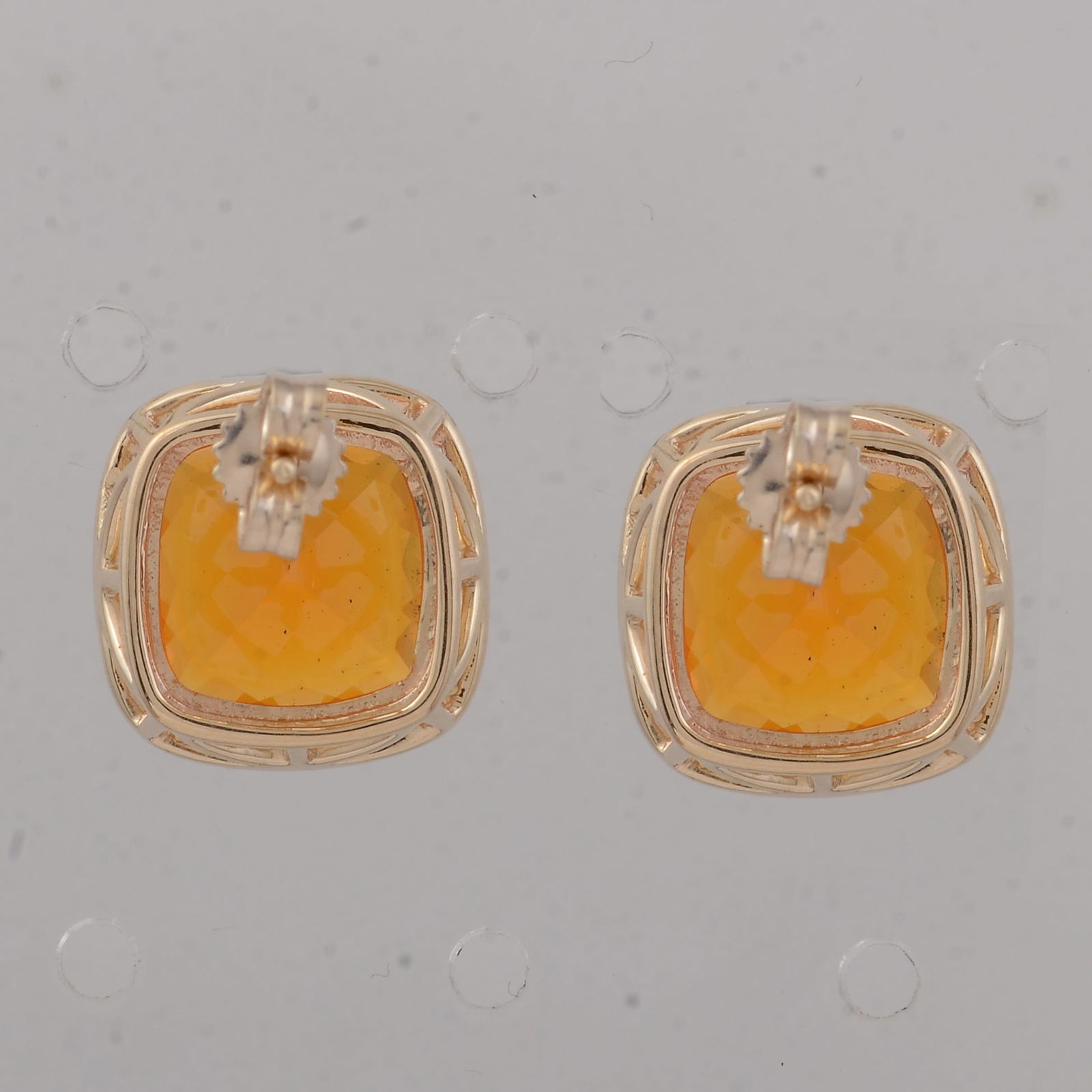 4.21 Ct Cushion B.R Fire Opal 9K Gold Earrings - 3