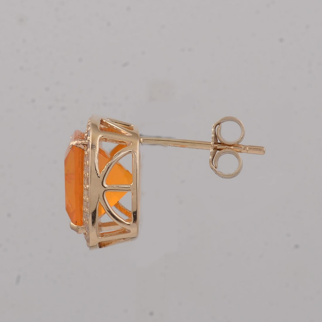 4.21 Ct Cushion B.R Fire Opal 9K Gold Earrings - 4