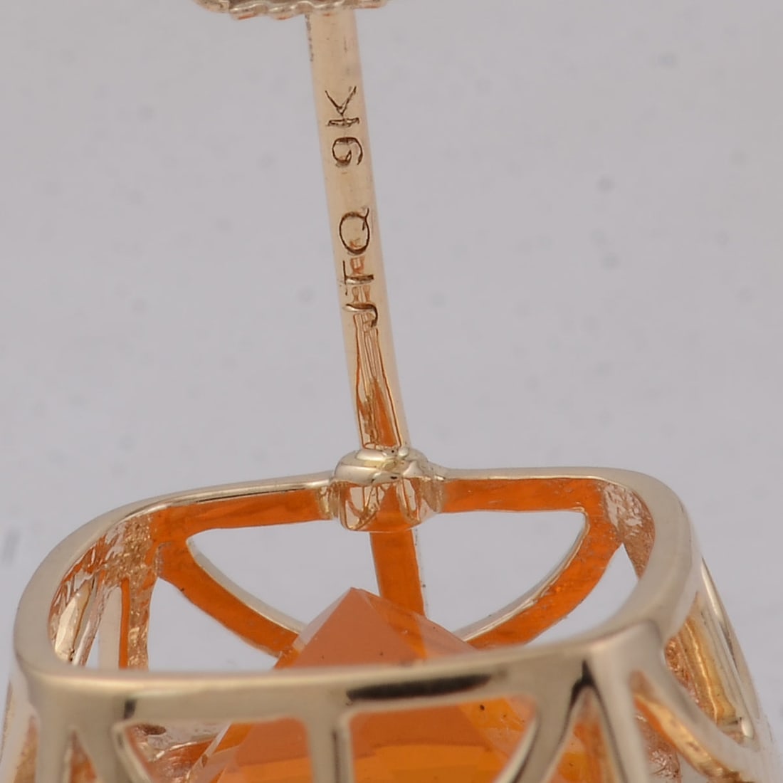 4.21 Ct Cushion B.R Fire Opal 9K Gold Earrings - 5