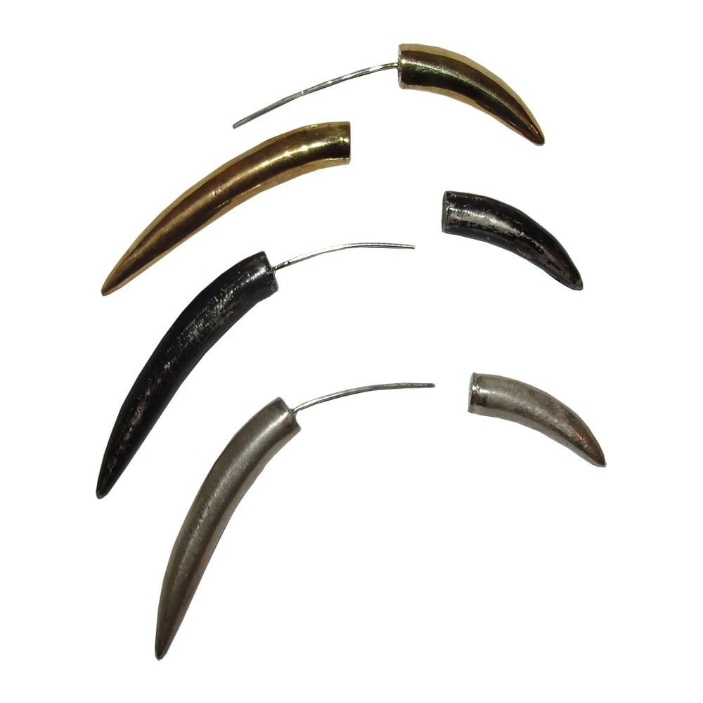 Antique Finish Sterling Silver Tusk Horn Earrings Alberto Juan - 5