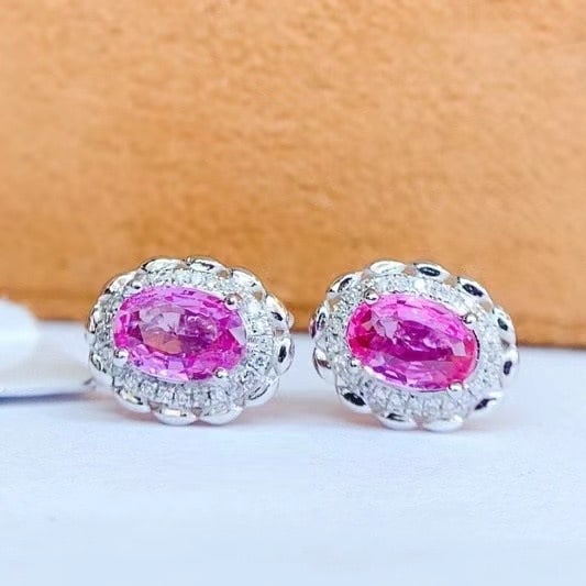 14K GOLD 1.1 CT NATURAL SAPPHIRE & DIAMOND EARRINGS - 4