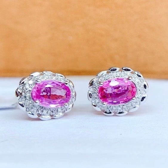 14K GOLD 1.1 CT NATURAL SAPPHIRE & DIAMOND EARRINGS - 5