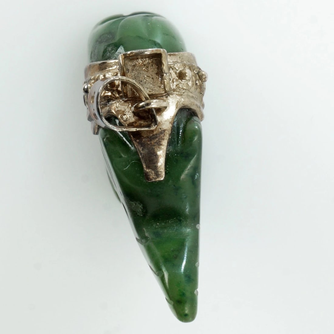 Tiny Nephrite Jade/Sterling Elephant Pendant - 4