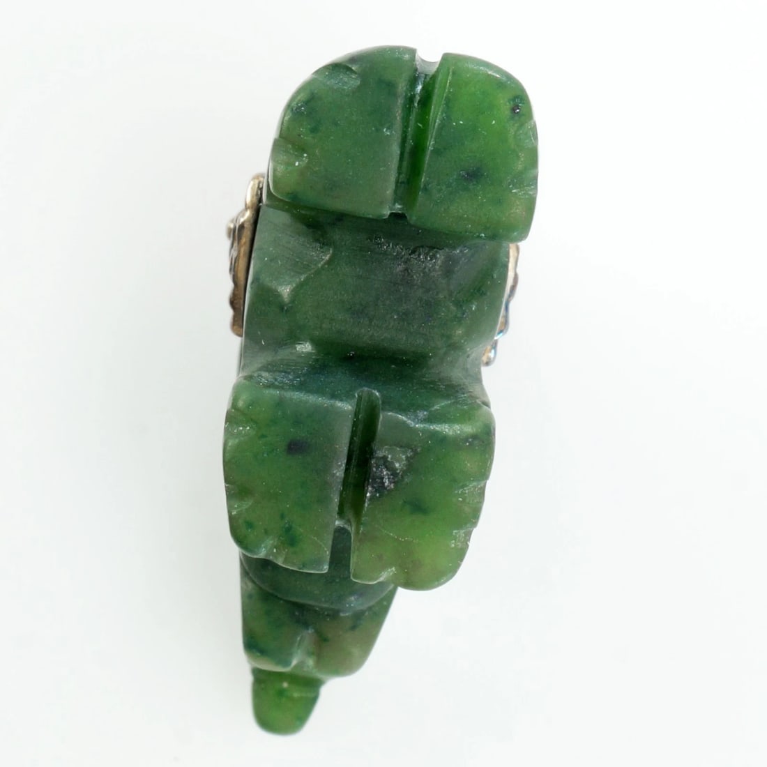 Tiny Nephrite Jade/Sterling Elephant Pendant - 5