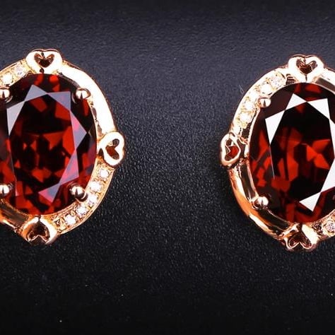 14K GOLD 4.1 CT NATURAL GARNET & DIAMOND EARRINGS (1 of 4)