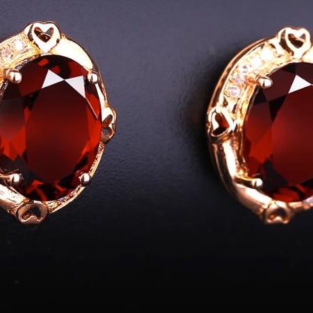 14K GOLD 4.1 CT NATURAL GARNET & DIAMOND EARRINGS - 2