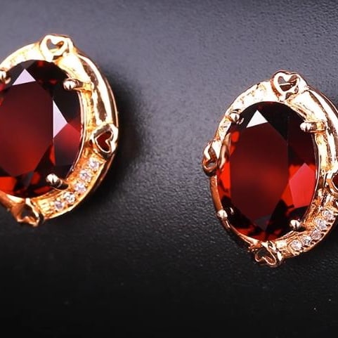 14K GOLD 4.1 CT NATURAL GARNET & DIAMOND EARRINGS - 3