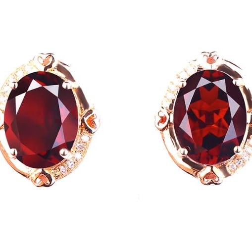 14K GOLD 4.1 CT NATURAL GARNET & DIAMOND EARRINGS - 4