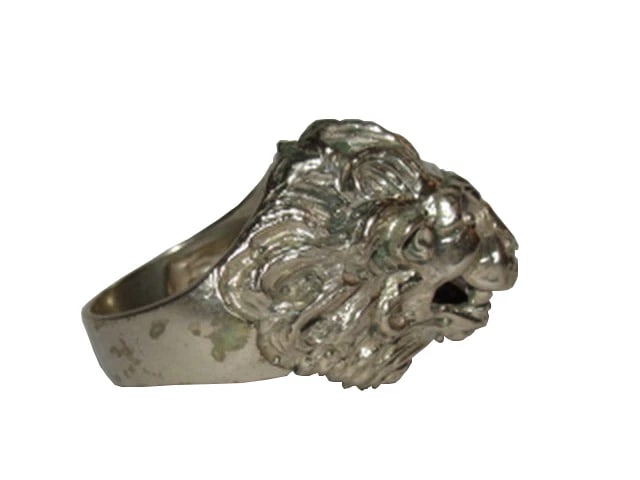Sterling Silver Plated Brass Etruscan Lion Profile Ring - 3