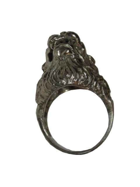 Sterling Silver Plated Brass Etruscan Lion Profile Ring - 4