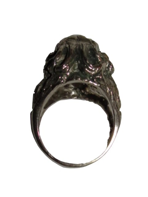 Sterling Silver Plated Brass Etruscan Lion Profile Ring - 5