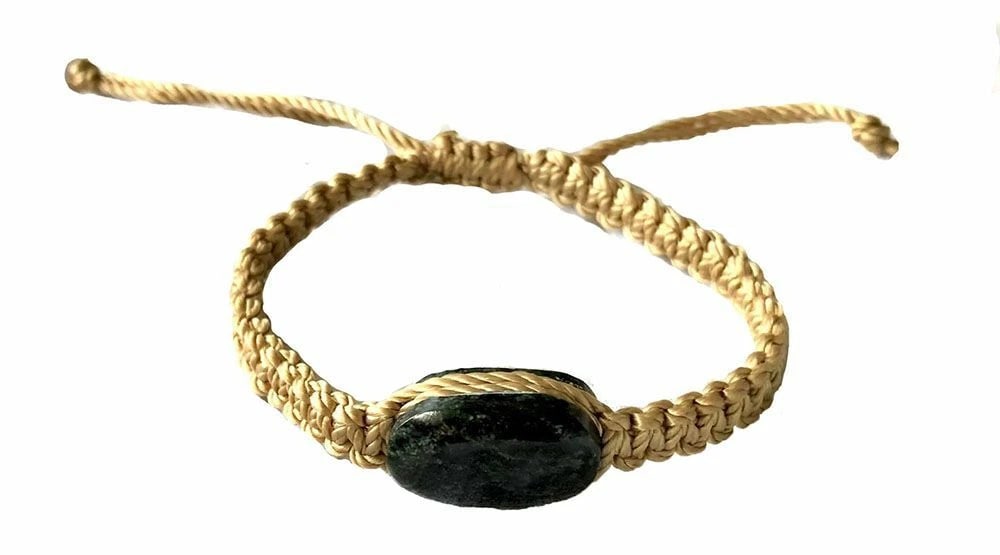 New Oval Jade Yellow Waxed Nylon Hand Made Macrame Bracelet - 2