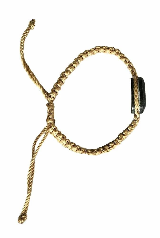 New Oval Jade Yellow Waxed Nylon Hand Made Macrame Bracelet - 3