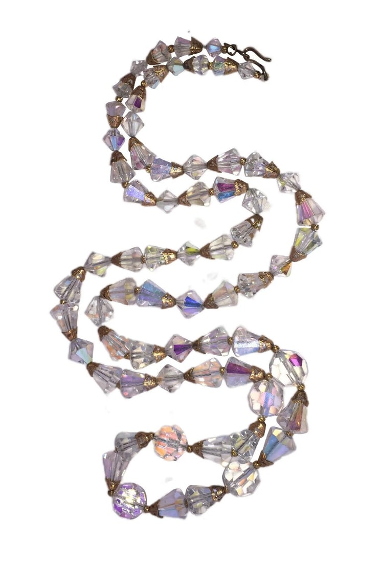 Long Faceted Austrian Crystal Bead Necklace - 5