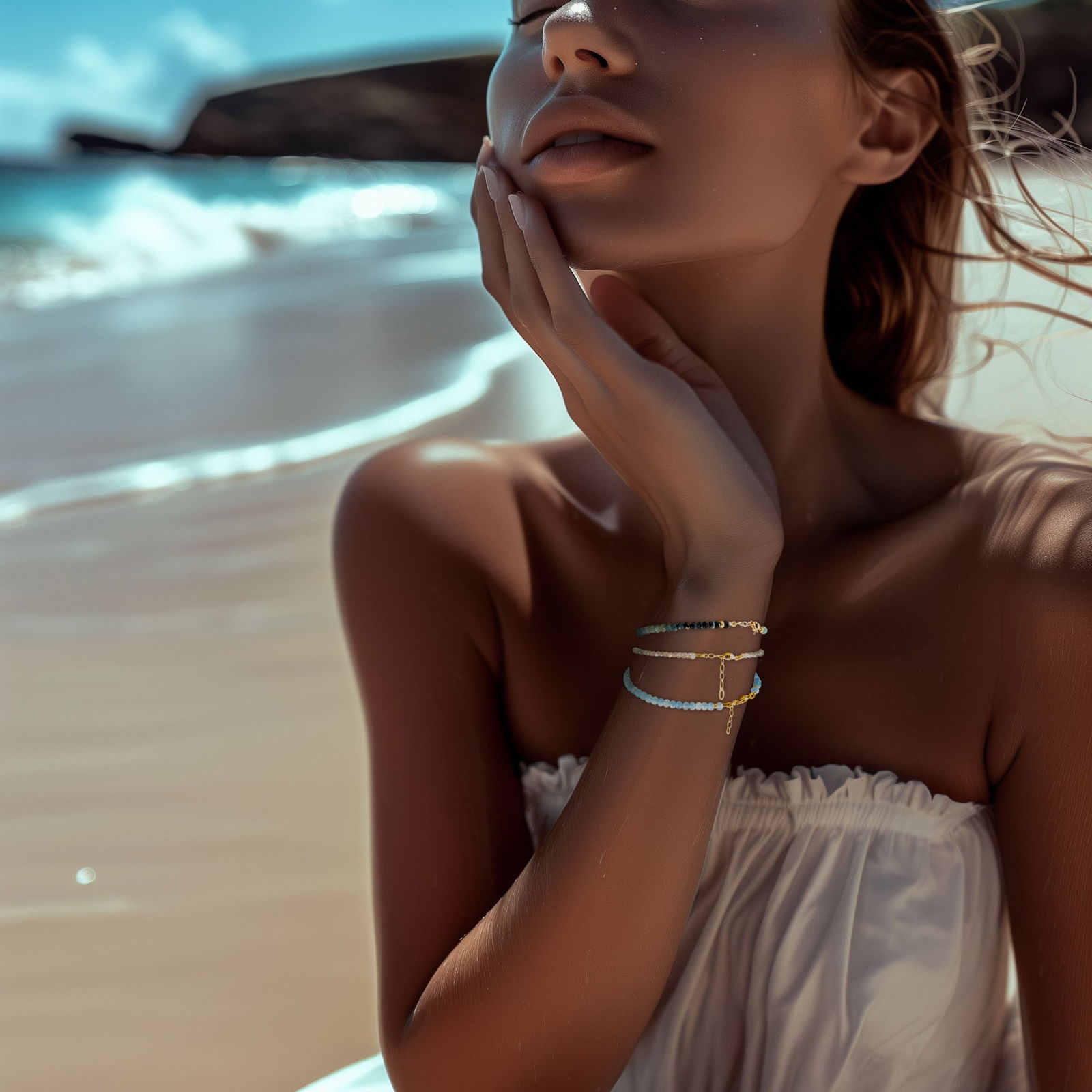 Aquamarine 14K Gold Bracelet - 2