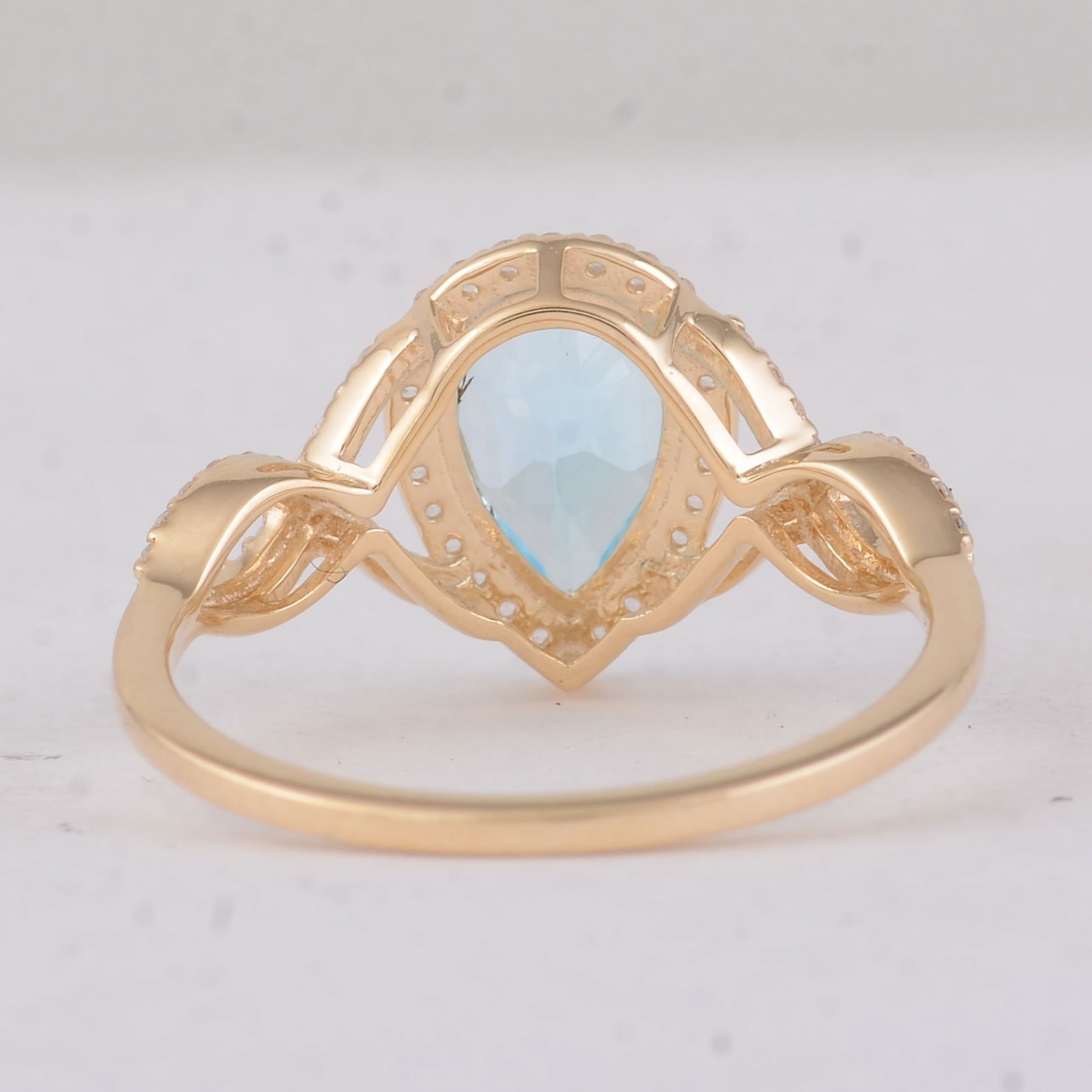 1.87 Ct Pear Blue Topaz 9K Gold Ring - 3
