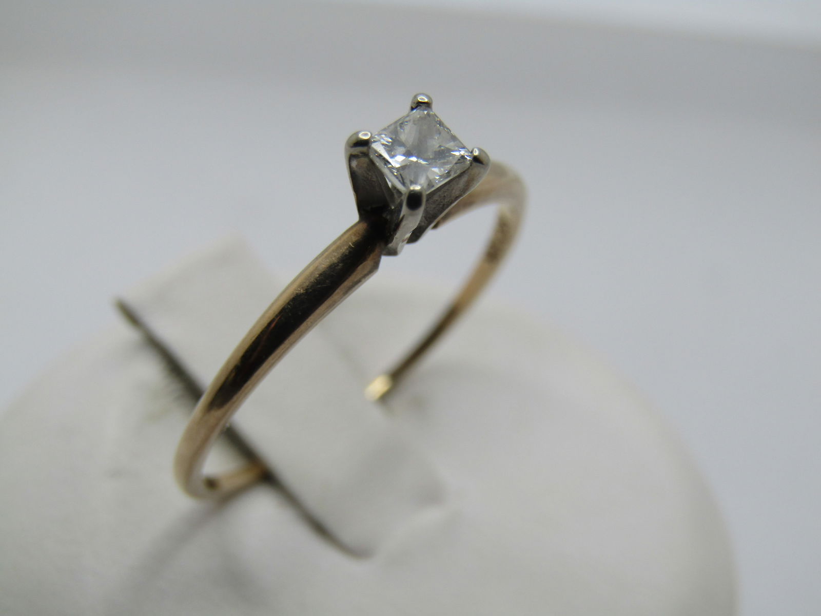 Vintage 10kt Square Diamond Engagement Ring, .18 CTW, Sz. 9.5, Signed - 2