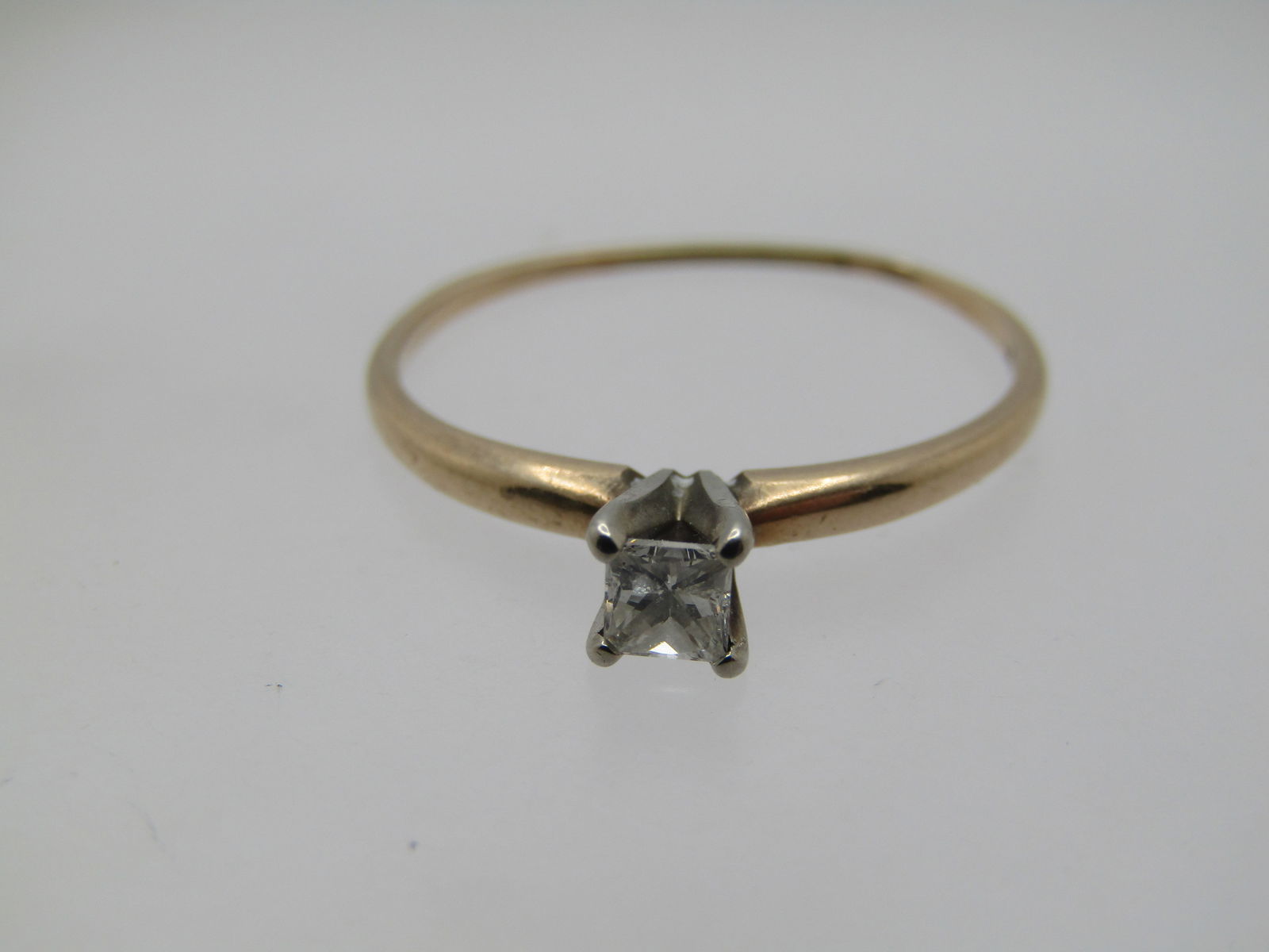 Vintage 10kt Square Diamond Engagement Ring, .18 CTW, Sz. 9.5, Signed - 4