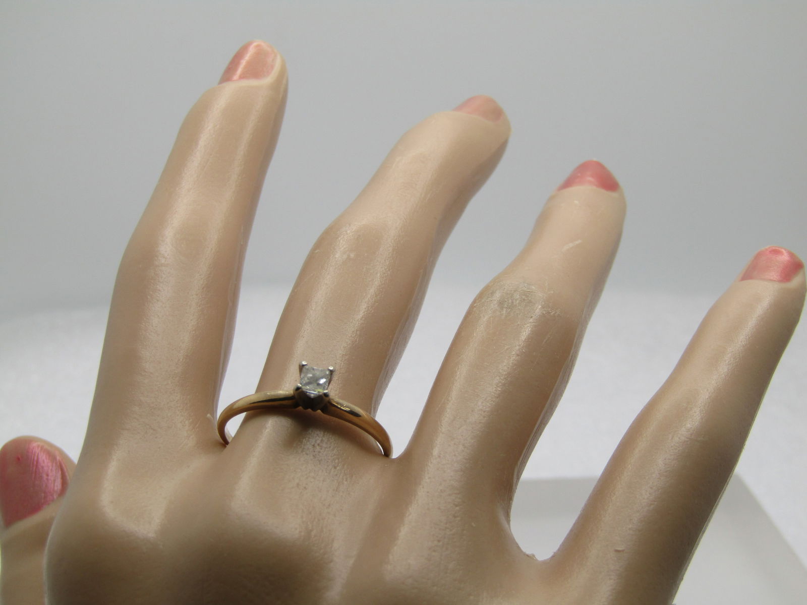 Vintage 10kt Square Diamond Engagement Ring, .18 CTW, Sz. 9.5, Signed - 6