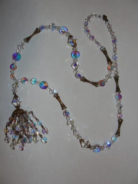 Swarovski Crystal & Brass Tassel Necklace - 3