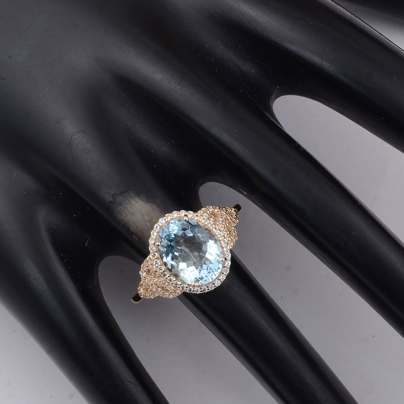 2.44 Ct Oval Aquamarine 9K Gold Ring - 2